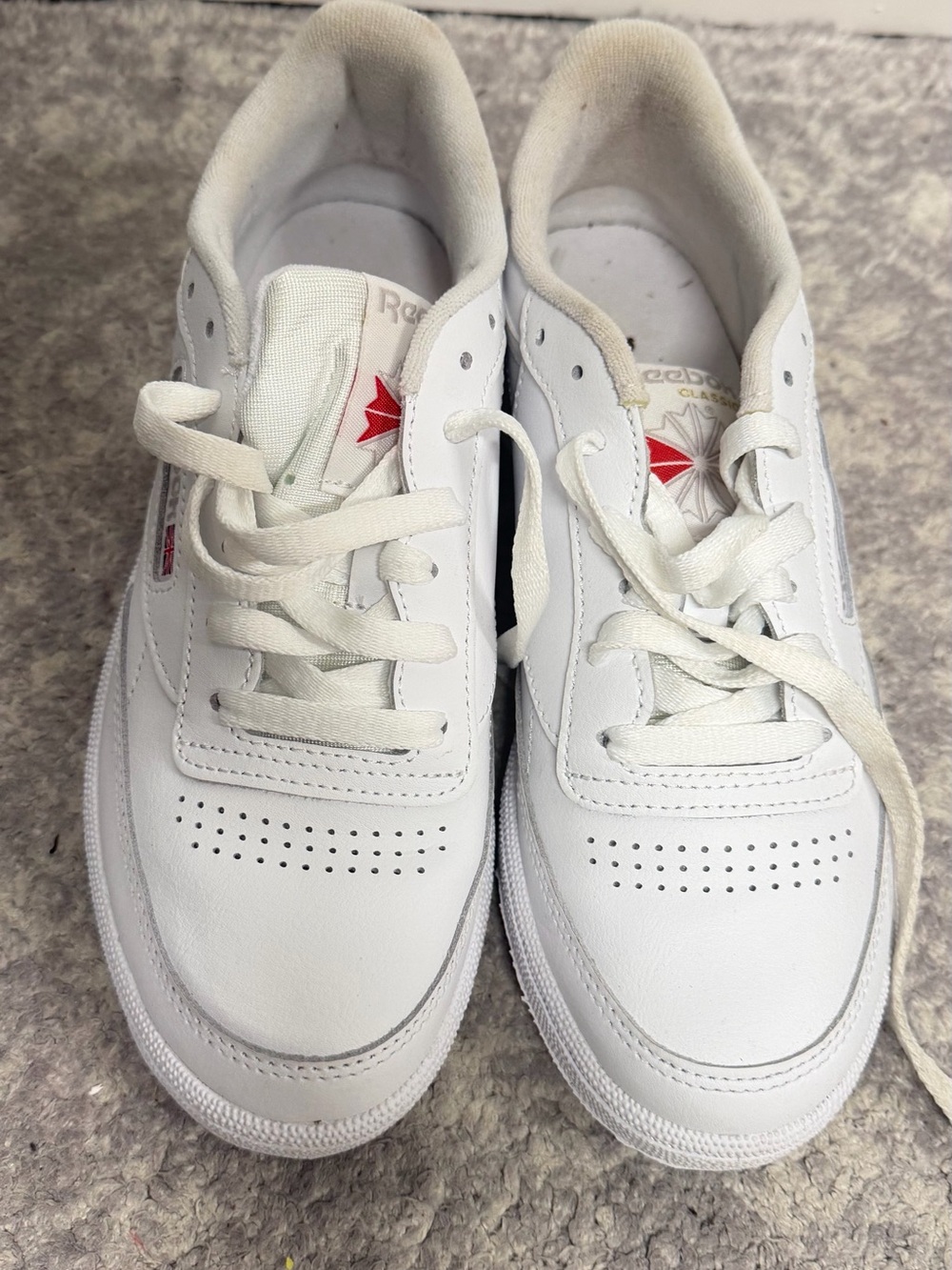 Reebok White Low-Top Sneakers with Red Logo Accent